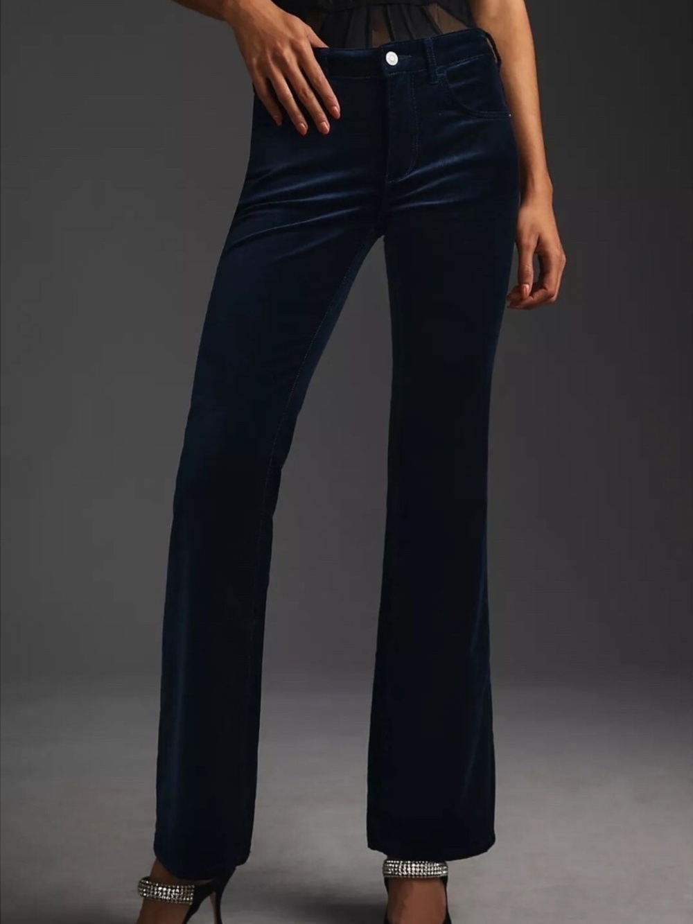 Anthropologie Pilcro Velvet Pants DemiLune Bootcut Navy Blue Sz 25 (Q5-3E)